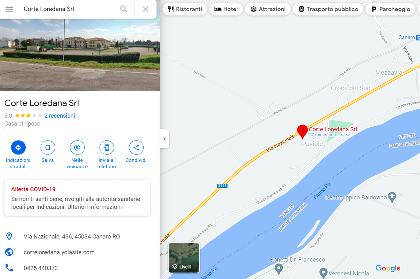 mappa corte loredana via nazionale rovigo
